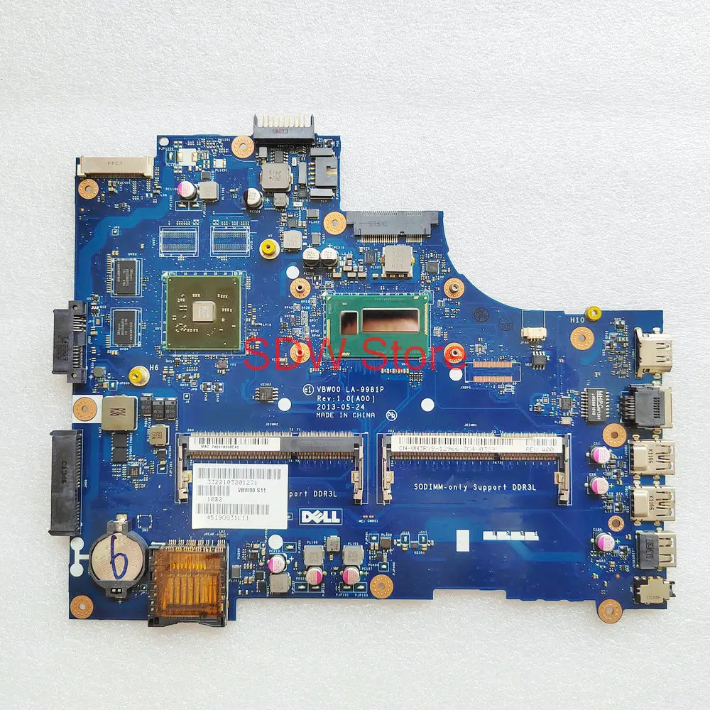 VBW00 LA-9981P For Dell Inspiron 15R 3537 5537 Laptop Motherboard LA-9981P mainboard With i3 CPU CN-0P28J8 01RFH 08MVM