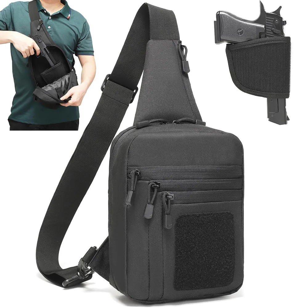 

Tactical Chest Pack Quick-Opening Gun Holster Bag Crossbody Concealed Carry Pistol Bag EDC Shoulder Bag Sling Backpack Men Women
