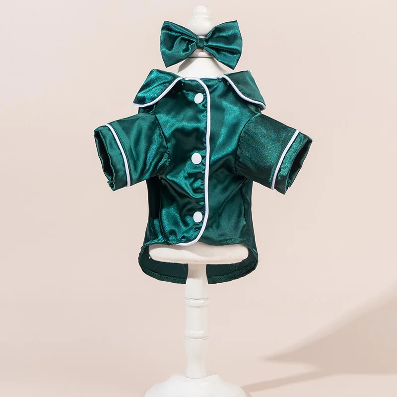 Comfortable Puppy Kitten Sleepwear Set - Solid Color Plush Pet Pajamas With Detachable Flower Headwear, Warm Breathable Dog Cat_voghion.com