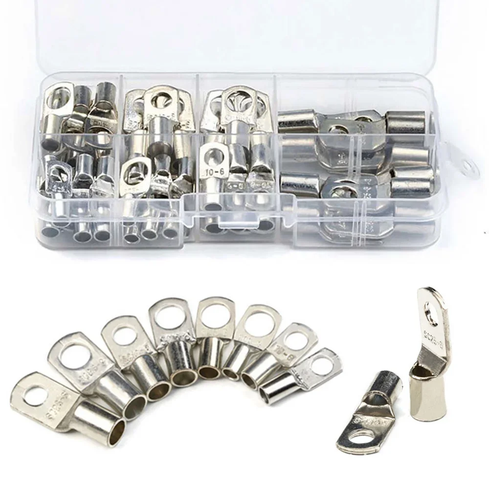 SC Tinned Copper Lug Ring Wire Connectors Bare Cable Terminals Set for Electrical Wiring