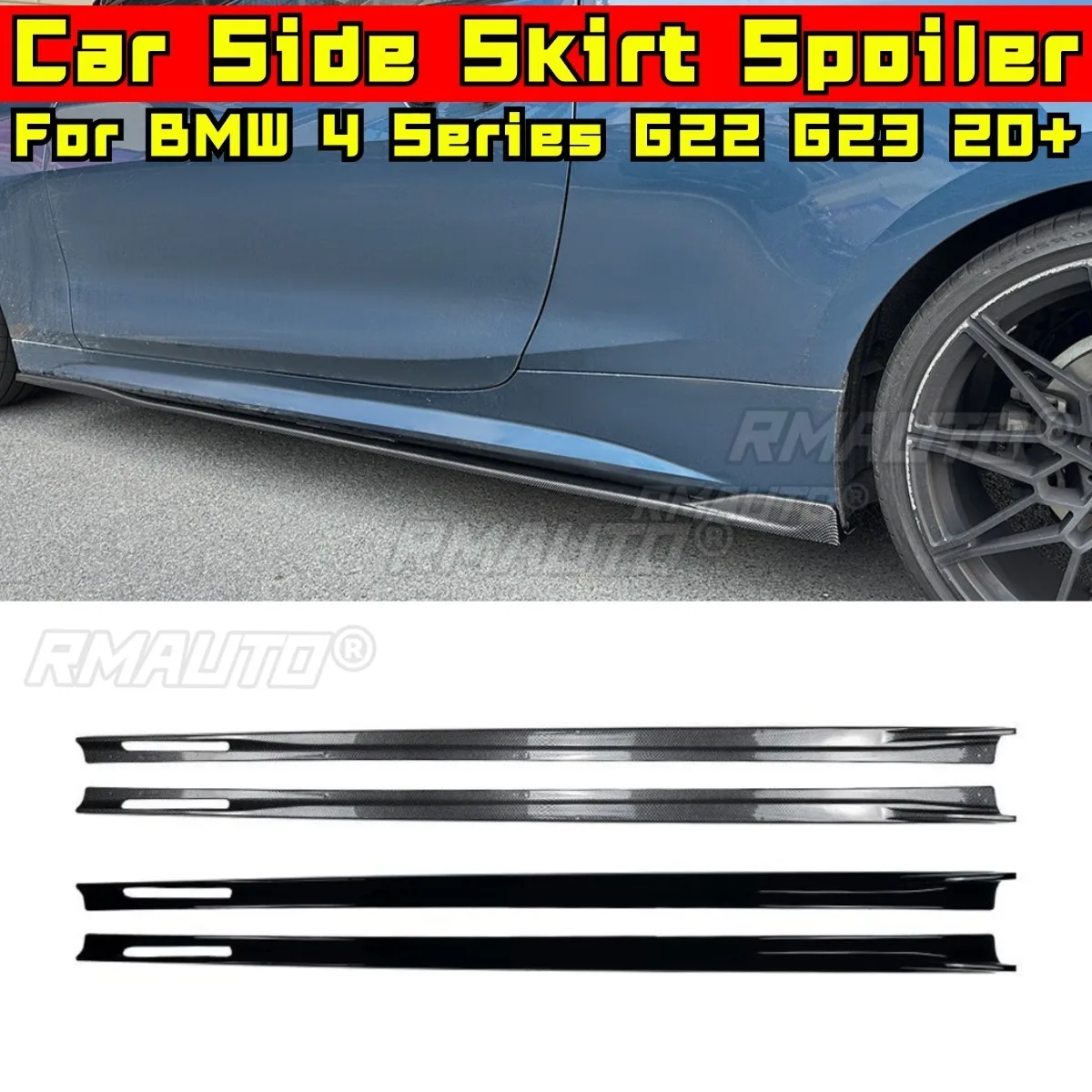 

Car Side Skirt Lip Spoiler Extension Diffuser Guard For BMW 4 Series Coupe G22 G23 M Sport 2020+ Car Side Skirt Splitter Apron