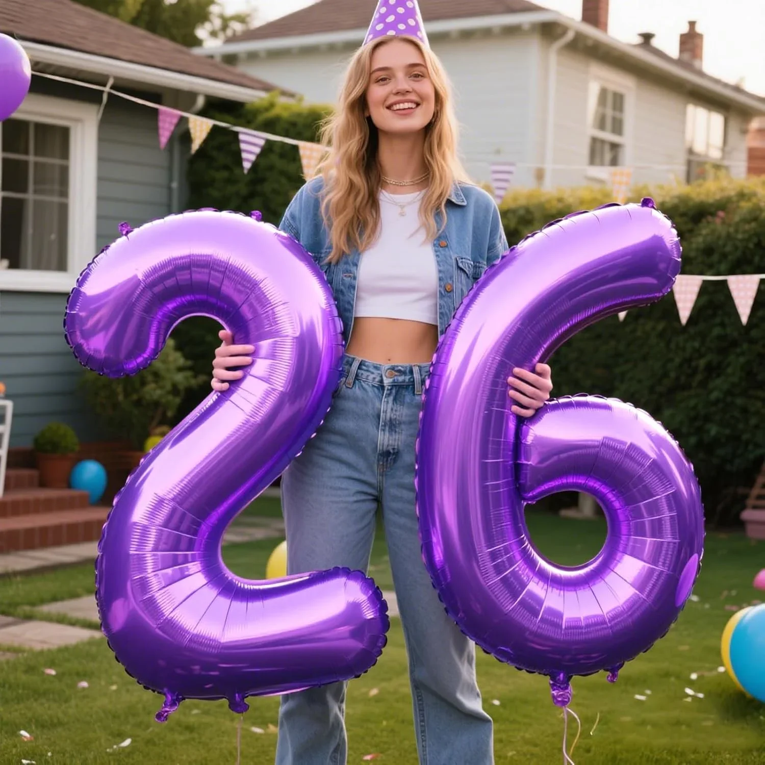 

Giant Purple Number Mylar Foil Balloon Helium-Filled Party Supplies for Birthday Graduations Anniversary Baby Shower Wedding
