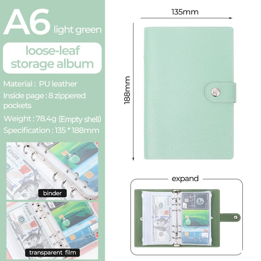 

New PU Leather A6 Budget Binder Waterproof Replaceable Inner Pages Money Organizer Macaron Cash Saving Planner Journal