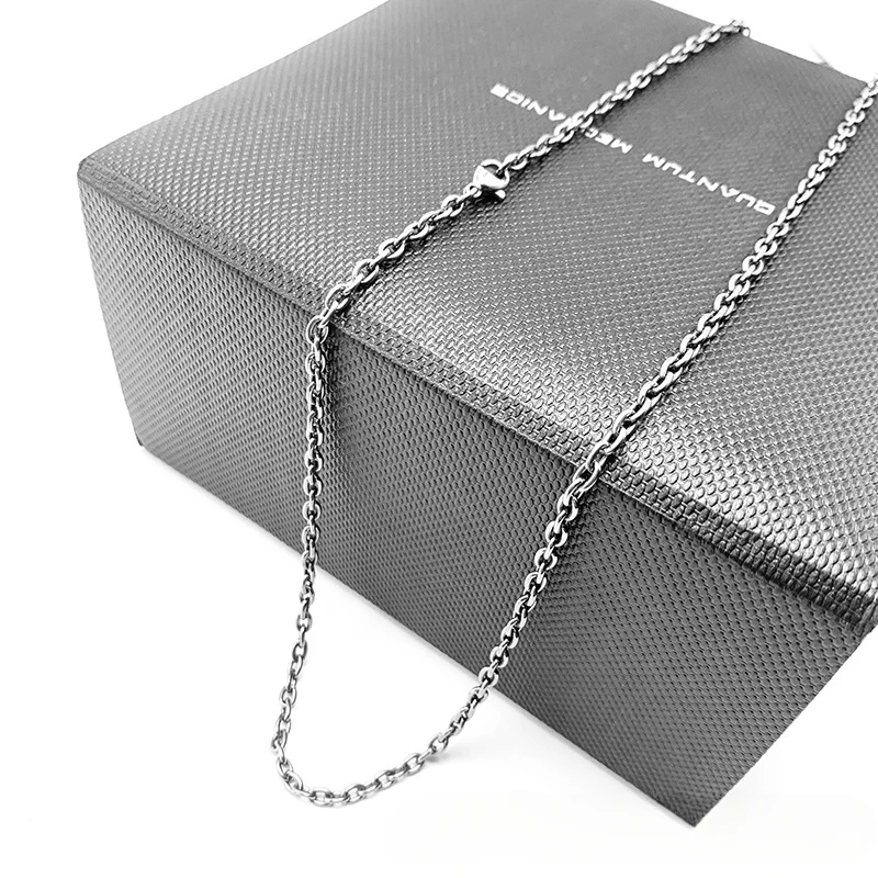 Pure Titanium Necklace O-shaped Chain Ultra Light Anti Allergy Necklace 3mm Trendy Retro Neutral Skin Friendly Titanium Chain