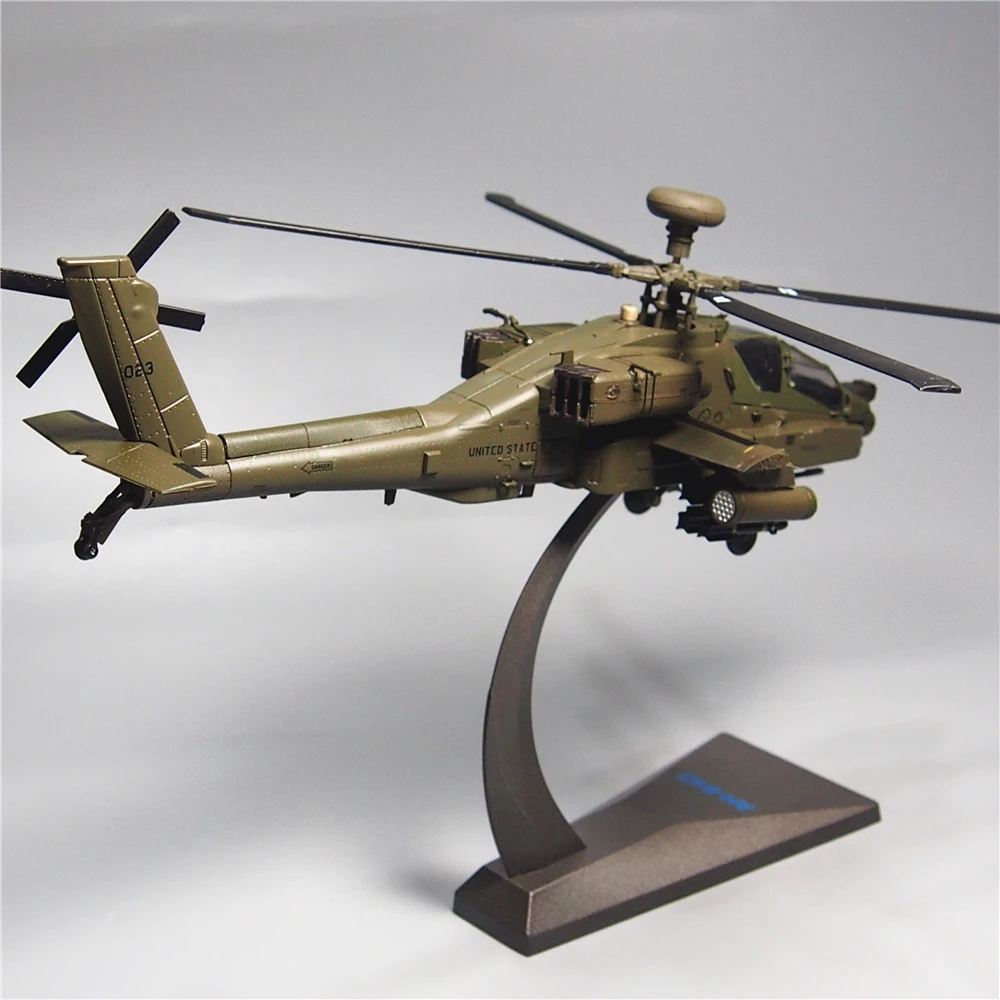 Escala 1:72, modelo de helicóptero armado US AH64 Apache, aleación fundida, juguetes clásicos nostálgicos, regalos de recuerdo, exhibición estática