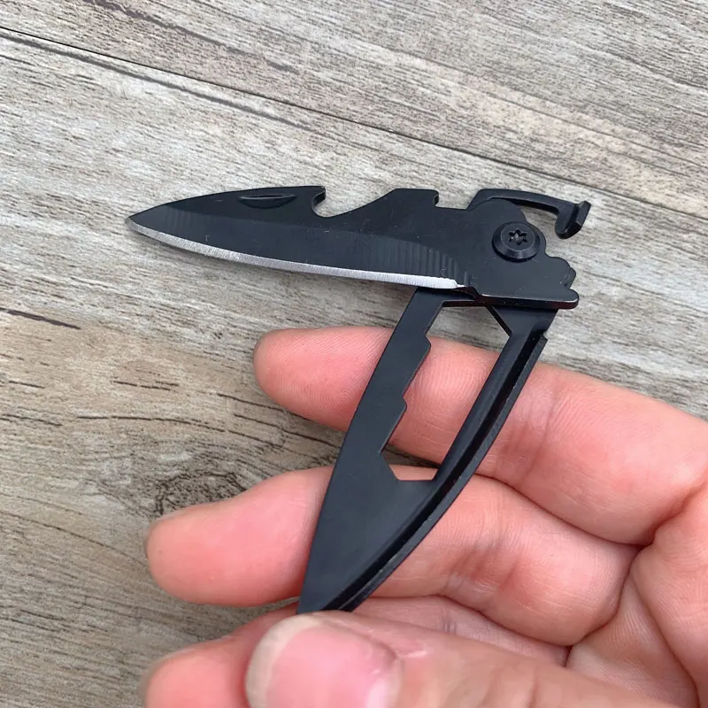 Mini coltello pieghevole tascabile in acciaio inossidabile 420 campeggio all'aperto EDC piccoli utensili manuali portachiavi apribottiglie