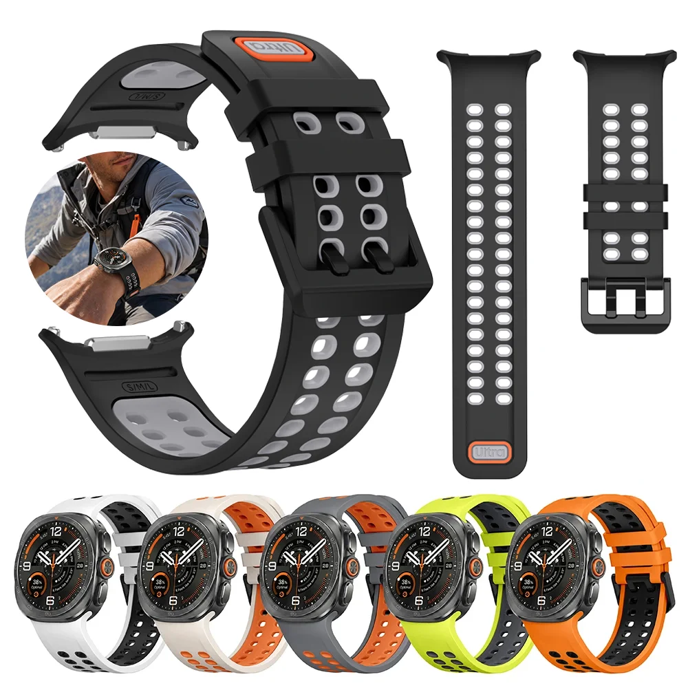 Two-color Breathable Silicone Strap for Samsung Galaxy Watch Ultra 2 1 47mm Comfortable Bracelet Band Galaxy Ultra 2025 Correa