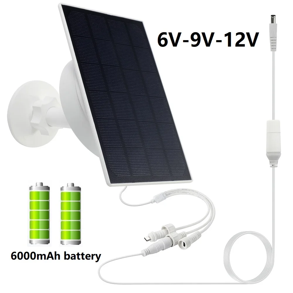 Solar Panel For Trail Camera Outdoor, 4W 5V USB Solar Panel Charger 5200mAh Battery 12V Solar Power Compatible With Security Cam