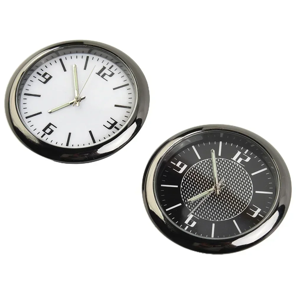 1pc Car Stick Clock 4x4cm Luminous Dashboard Air Vent Time Clock Quartz Analog Watch Gauge Black Silver Dec For Car Home Office