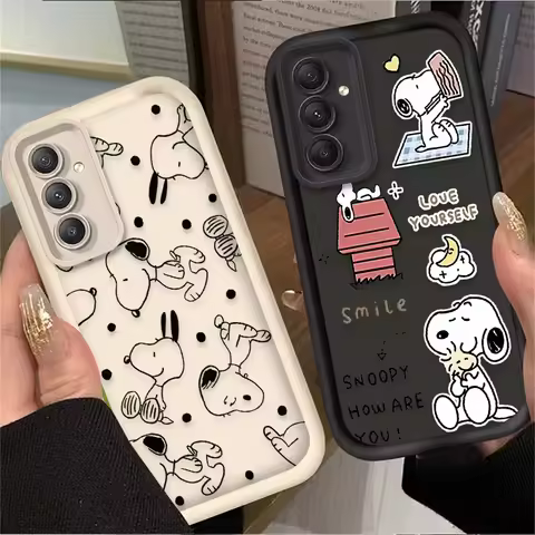 Kawaii Cartoon S-Snoopy Phone Case For Samsung Galaxy A14 A15 5G S21 S22 S23 S24 S25 5G FE Plus Ultra A25 A35 A52 A53 A54 A55 5G
