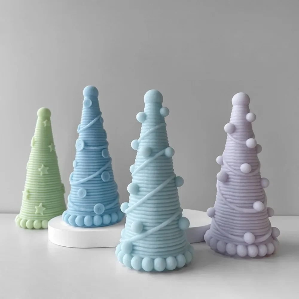 New 3D knitted button Christmas tree Candle mold DIY Christmas decoration crafts resin plaster mold Christmas party gift