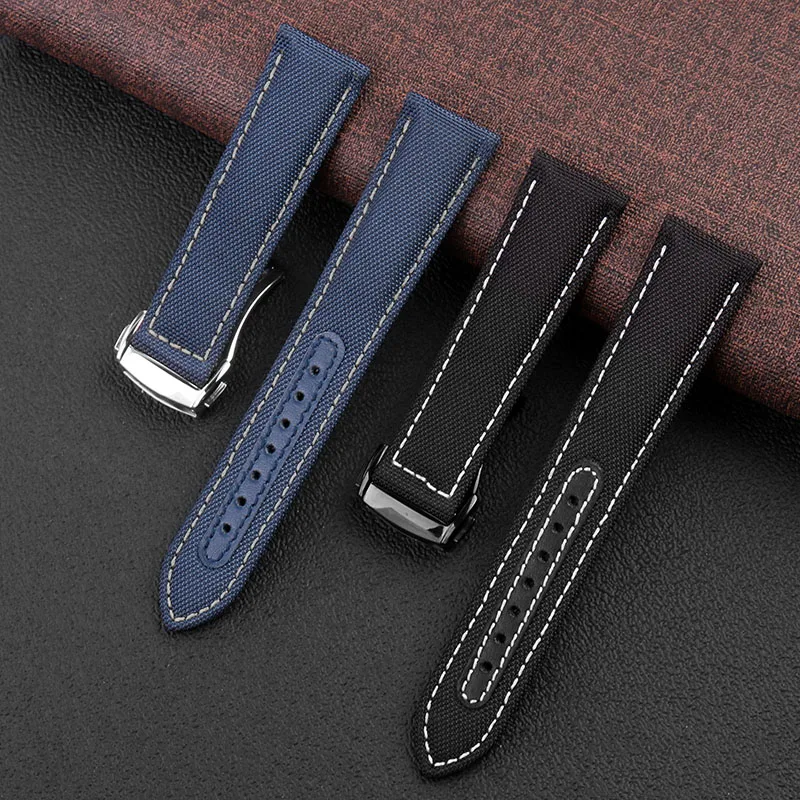 19mm 20mm Canvas Nylon Watchbands For Omega Seamaster 300 Speedmaster AT150 Omega Speedmaster Slubby 310.32 Series Nylon Strap