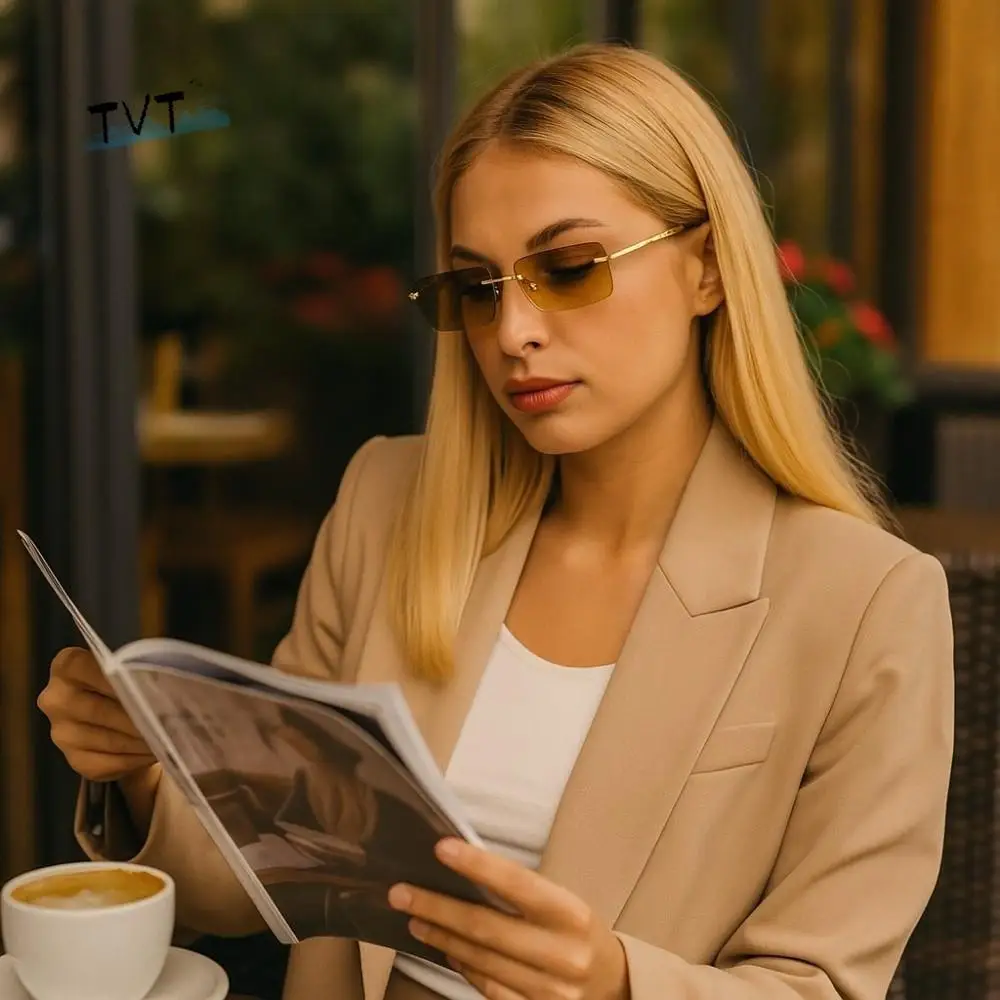 

Multicolor Beachside Sun Glasses Lightweight Vision Care Frameless Sunglasses Rectangle Vintage UV400 Eyewear Photography