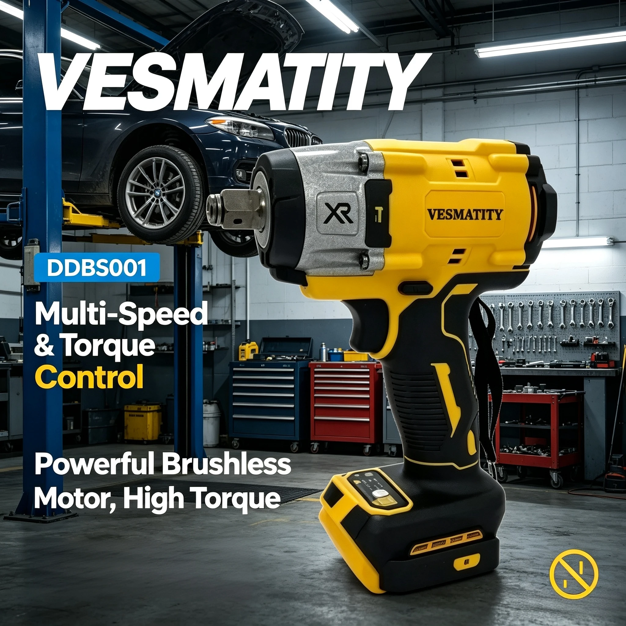 Vesmatity DDBS001 20V Brushless Impact Wrench High Torque Compact Cordless Tool For Truck Repair Assembly Professional