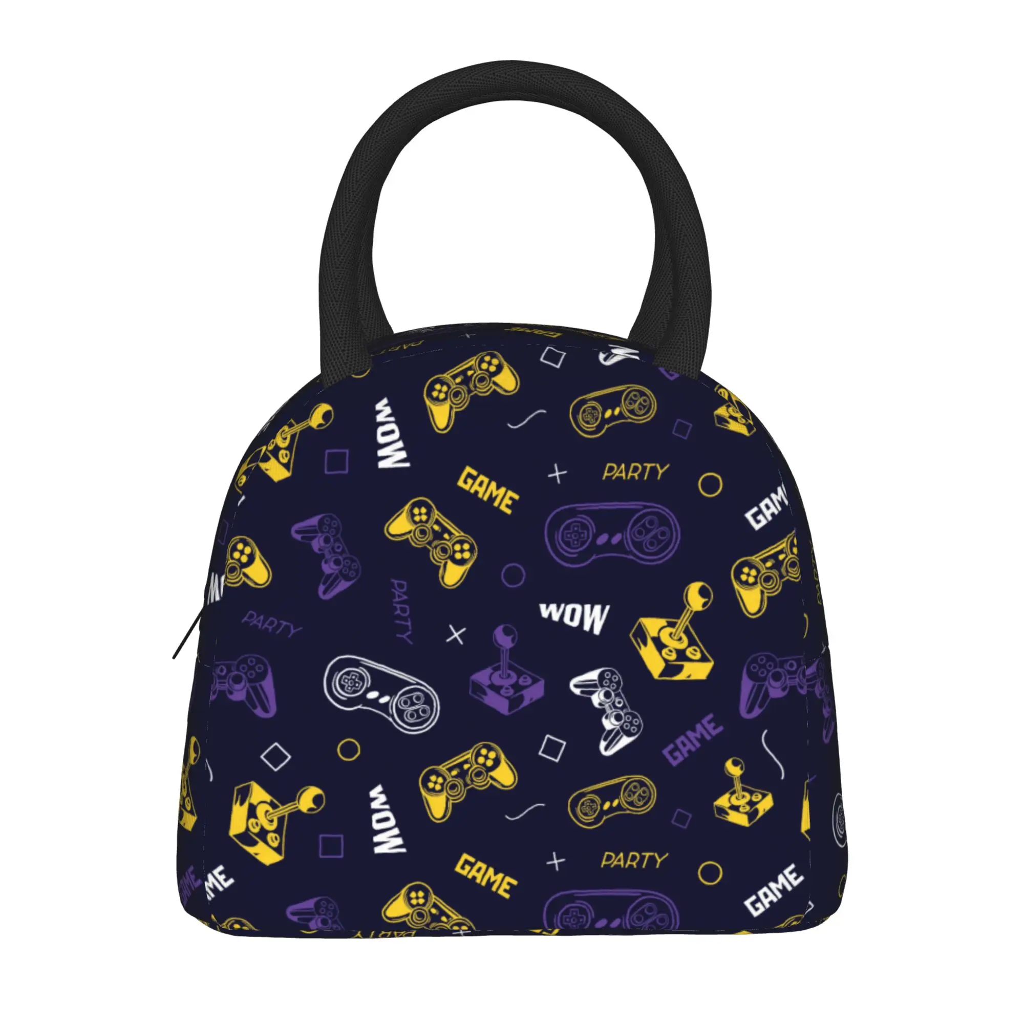 Game Controller Pattern  Insulated Lunch Bags Cooler Bag Reusable  Portable Tote Lunch Box Bento Pouch Office  Picnic