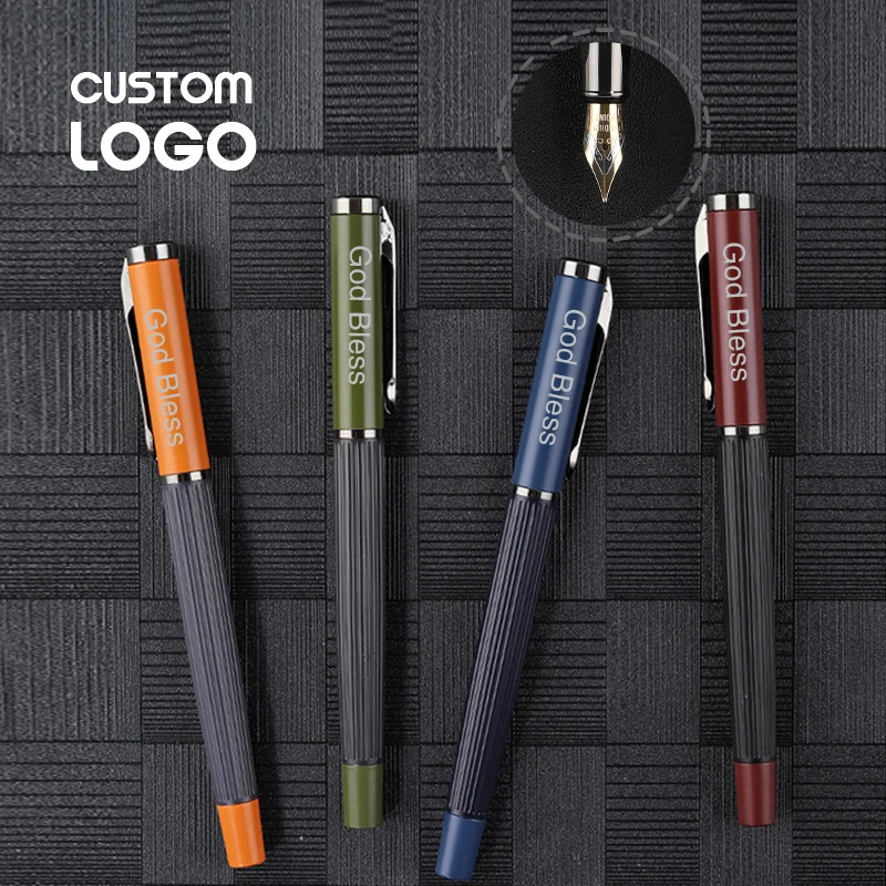 

3pcs Custom Logo Fountain Pen Business Simple Pen Advertising Personalized Gift Student Pens School Stationery Office Supplies