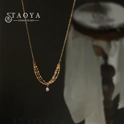 Simple Temperament Multi-Layer Tassel Zircon Stainless steel Necklace For Women Sexy Collarbone Chain Fashion Jewelry Accessorie