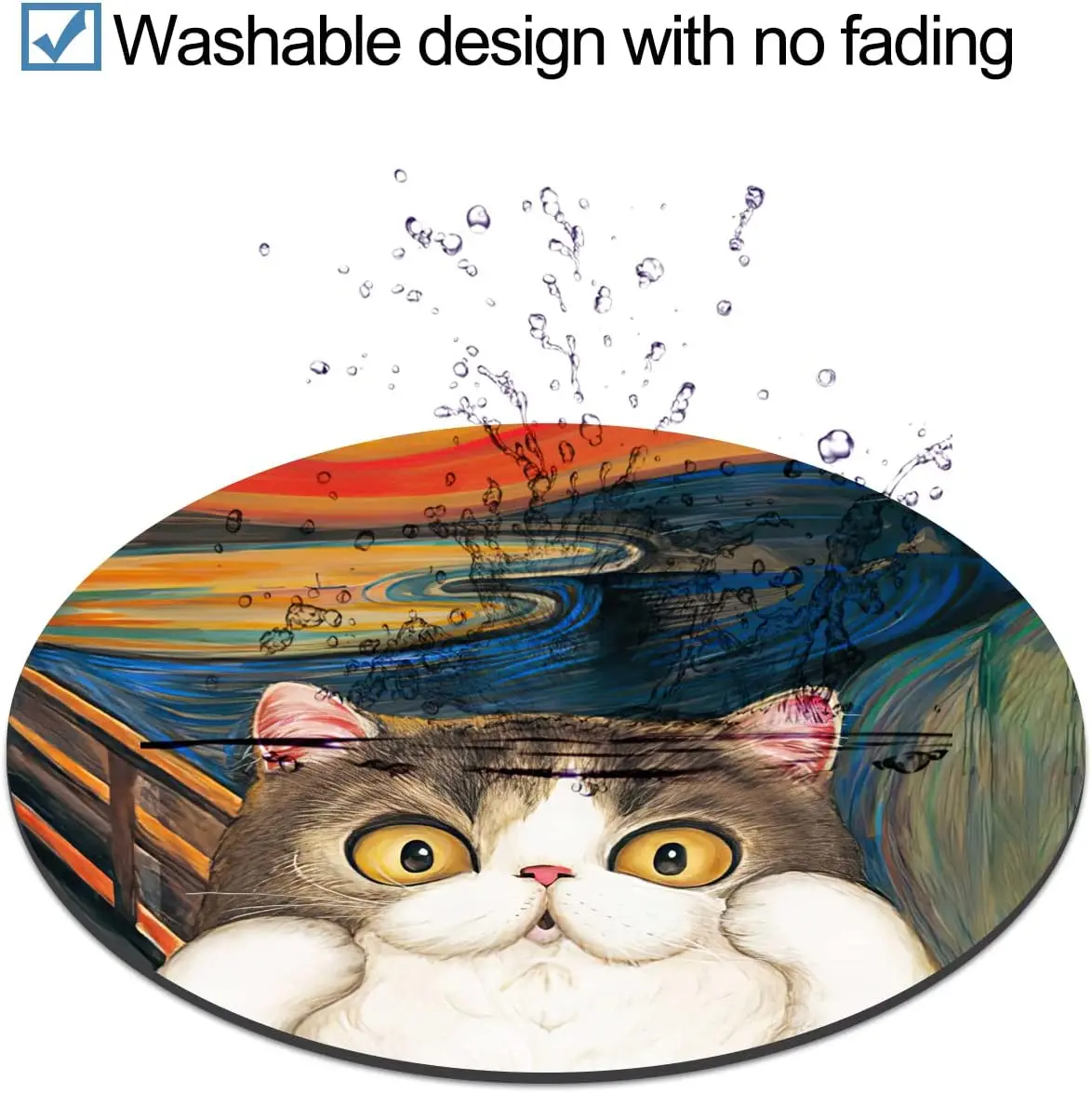 Cute Cat Round Mouse Pad Small Non-Slip Rubber Mouse Pads Computer and Laptop Mouse Mat for Office Desk Gaming Decor