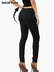 Jean Extensible en Denim Noir pour Femme, Pantalon à 5 Poches, Très Confortable, à la Mode, pour Yoga, XS, 2XL, 3XL, Petite à Grande Taille