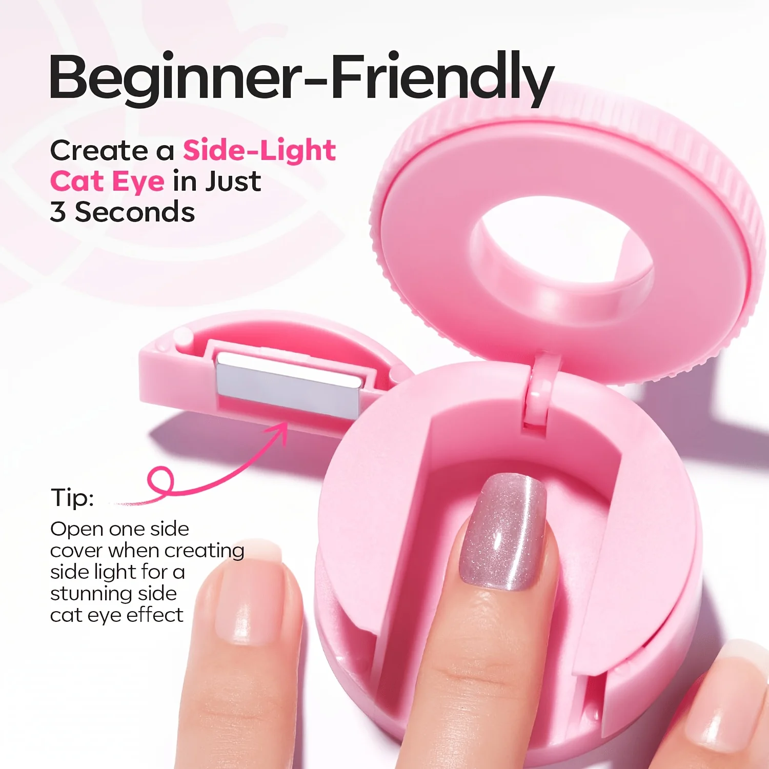Baoshiman 360° Rotatable Cat Eye Nail Magnet, Dual-Lid Bead Tool for Gel Polish, Beginner Friendly
