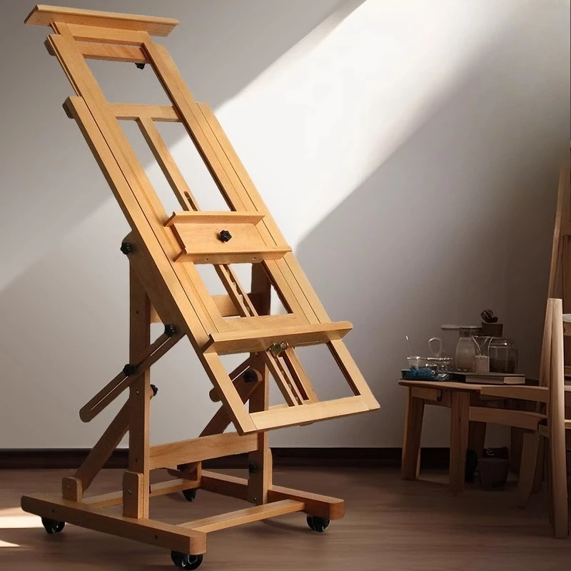 

Beech flat dual-purpose easel can be lifted and folded display stand art special belt wheel sketch