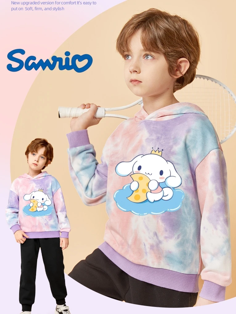 

Spring Kid Boy Tie Dye Clothes Children Sanrio Pochacco Hoodies Sweatshirts Fashion Hooded Pullover Casual Pullover for 4-10Y