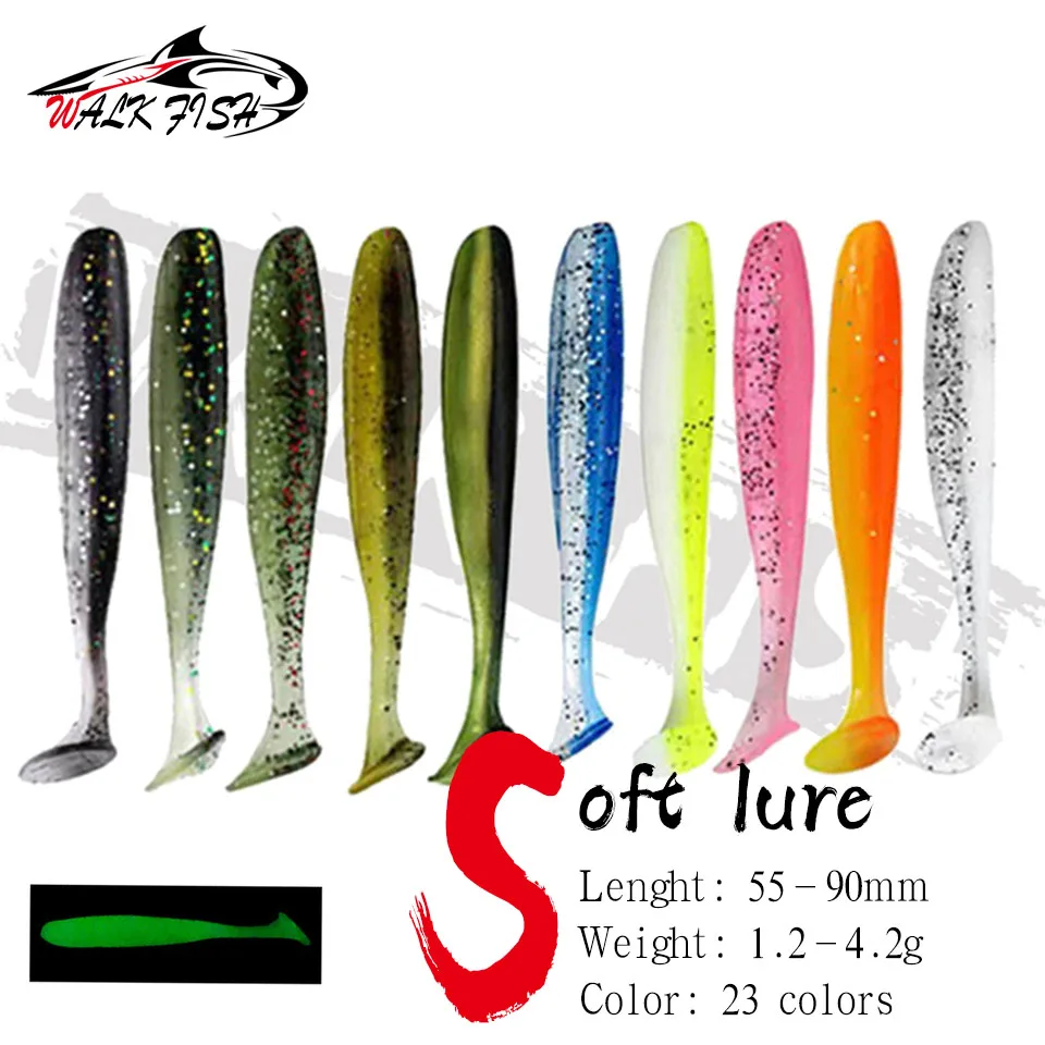 WALK FISH 10PCS 1.2/1.6/2/4.2g Soft Lures Wobblers Artificial Silicone Baits Sea Pva Swimbaits Bass Outdoor Fishing Accessories