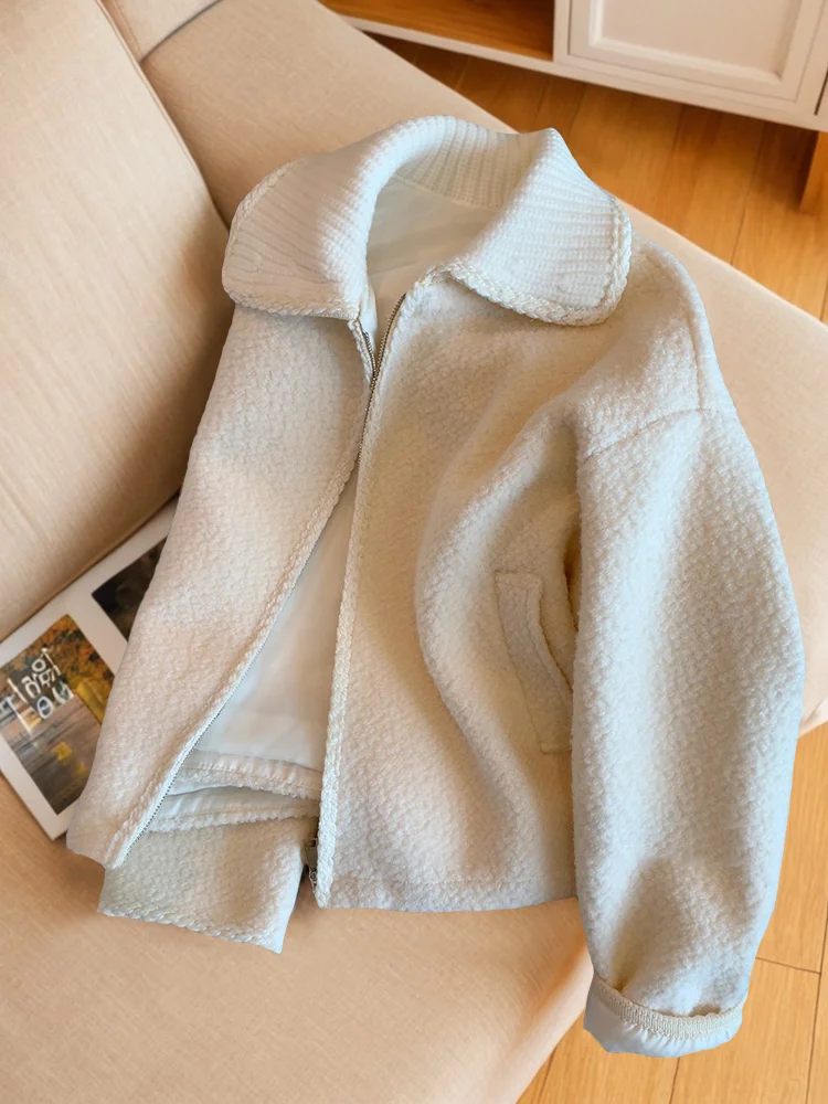 

Однотонные вязаные пальто с лацканами, осенне-зимние свободные универсальные топы, повседневная утепленная куртка с длинными рукавами для поездок на работу