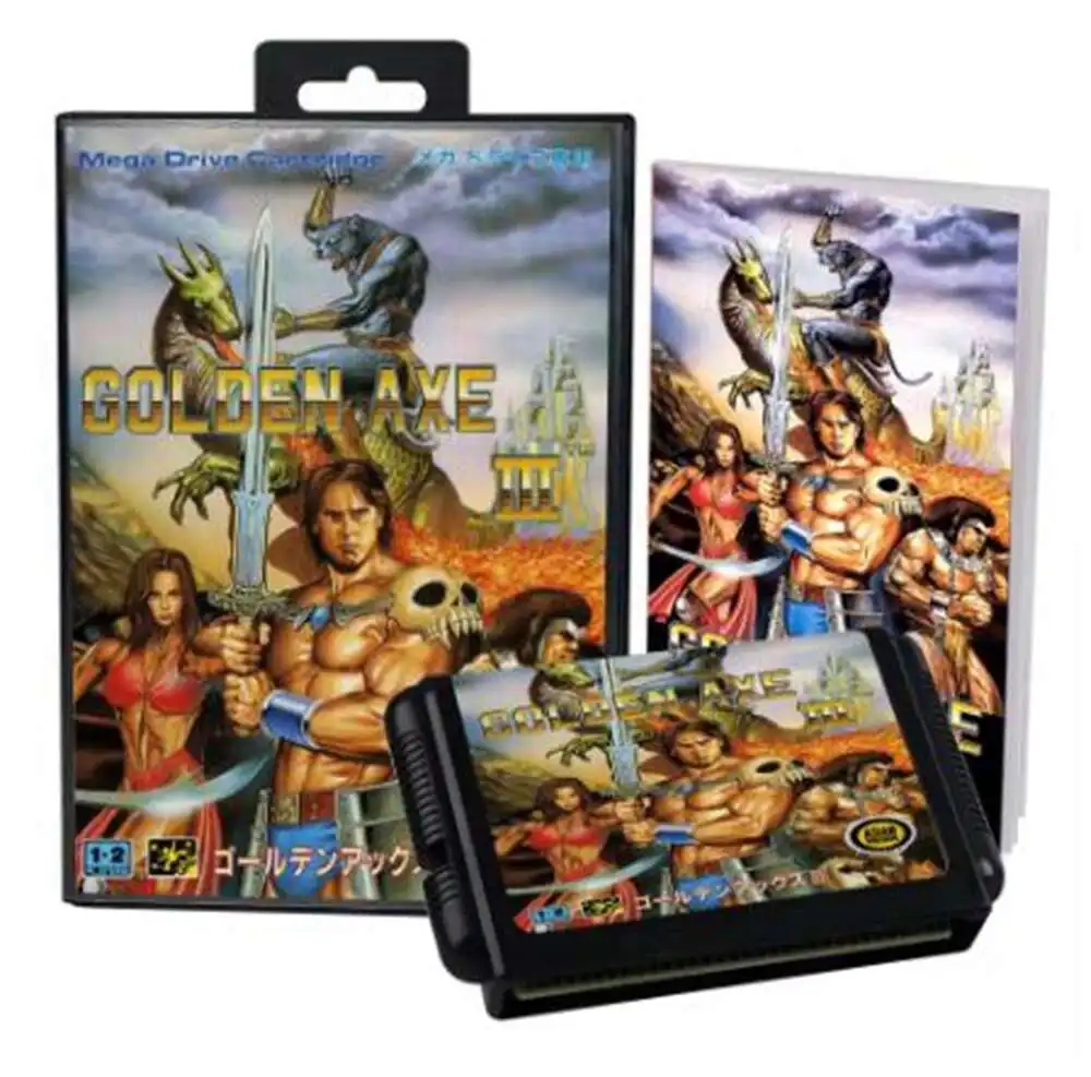 Golden Ax 3 مع صندوق ودليل لخرطوشة ألعاب Sega MD 16 بت نظام Megadrive Genesis