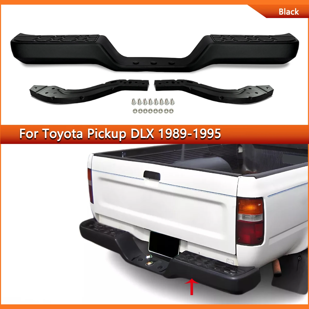 

Painted Black Rear Step Bumper Assembly Fit For 1989-1995 Toyota Pickup DLX Rear Bumper Without Sensor Hole TO1102222 Magickit