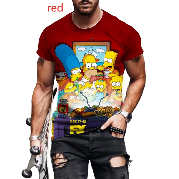 Disney 2024 Simpson Cartoon Anime 3D Printing T-shirt Summer Fashion Men/women Casual Harajuku Funny Tees