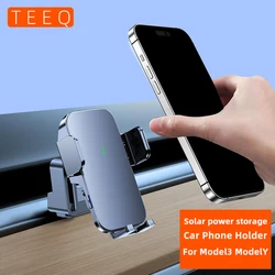 Car Phone Holder For Tesla Model3 2019-2022 Mount 2021-2024 Model Y Solar automatic clamping Car Phone Support Frame Accessories