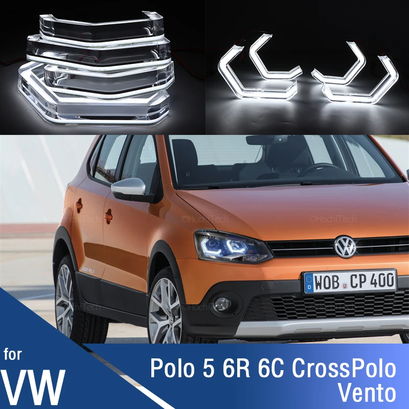 

For Volkswagen VW Polo 5 6R 6C CrossPolo Vento Car Accessories LED Crystal M4 Iconic Style Angel Eyes Light