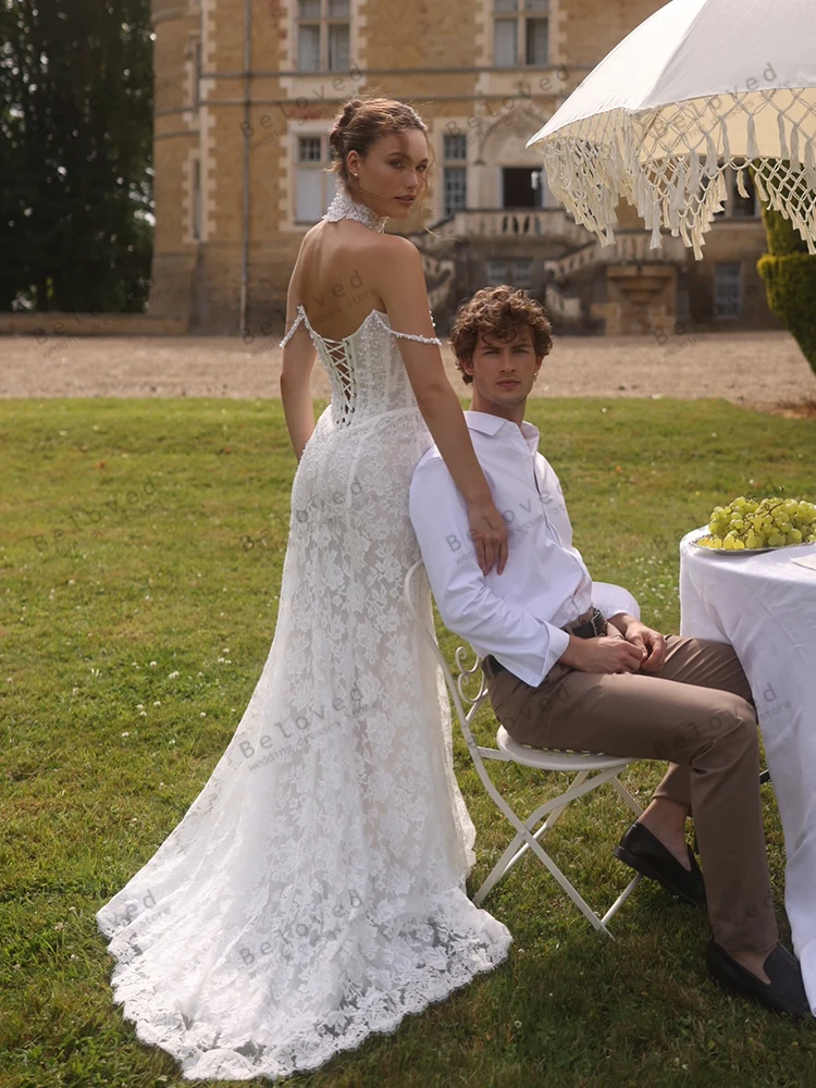 Abiti da sposa glamour Abiti da sposa moderni Applicazioni in pizzo Abiti sexy senza spalline Splendidi Abiti da sposa Personalizzati 2025