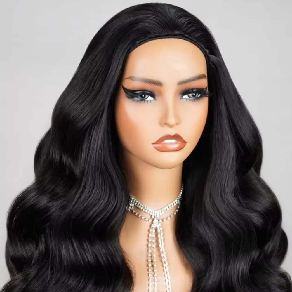 

32 Inch Body Wave Half Wig Upgrade 3 IN 1 Drawstring Seamless Clip Ins Flip Half Wig 250% Density Brazilian Human Hair Wig