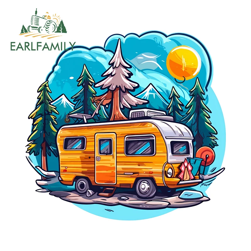 EARLFAMILY Colorful RV Adventure Travel Car Sticker Vinyl PVC Windshield Bumper Decal Waterproof Vinyl Car Custom Printing