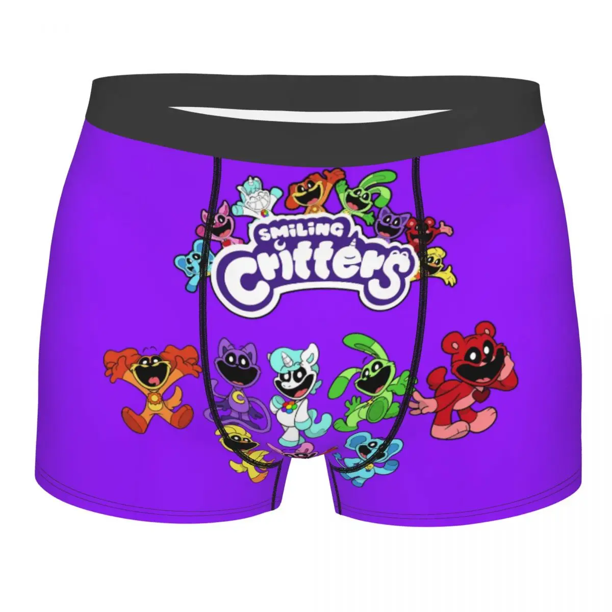 Custom Male Colorful Smiling Big Mouth Critters Group Underwear Animated Game Boxer Briefs Stretch Shorts Panties Underpants