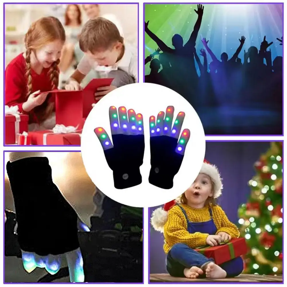 LED-licht knipperende handschoenen Glow in the Dark Dance Props Cheerleading speelgoedhandschoenen voor kinderen, volwassenen
