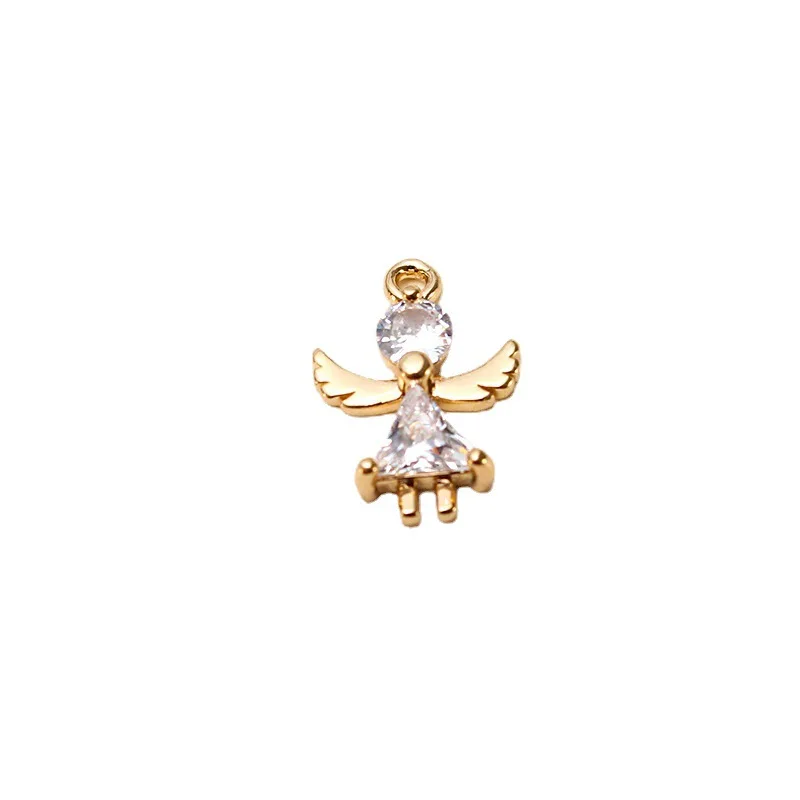 1 Stuks Micro-Set Zirkoon Sieraden Accessoires Angel Ballet Meisje Hanger Koper Goud-Plaat Hanger Oorbellen Diy Materialen charms