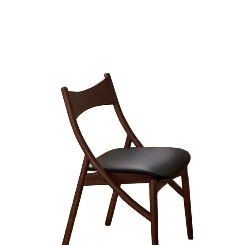 

Creative medieval household solid wood dining chair, backrest casual light luxury single desk chair