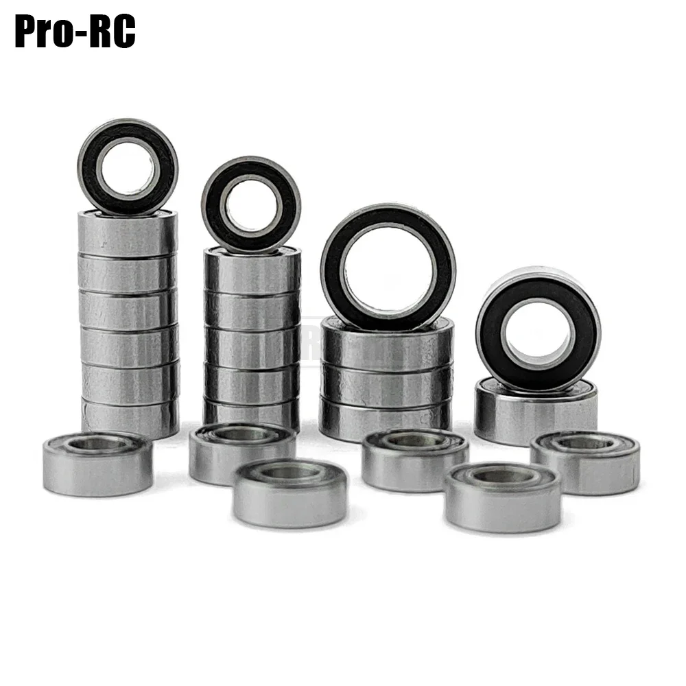 Chrome Steel Black Rubber Sealed Ball Bearing Kit (25pcs) Fit RC Car ECX 1/18 1:18 TEMPER 4WD GEN2 Upgrade Parts RC Accessories