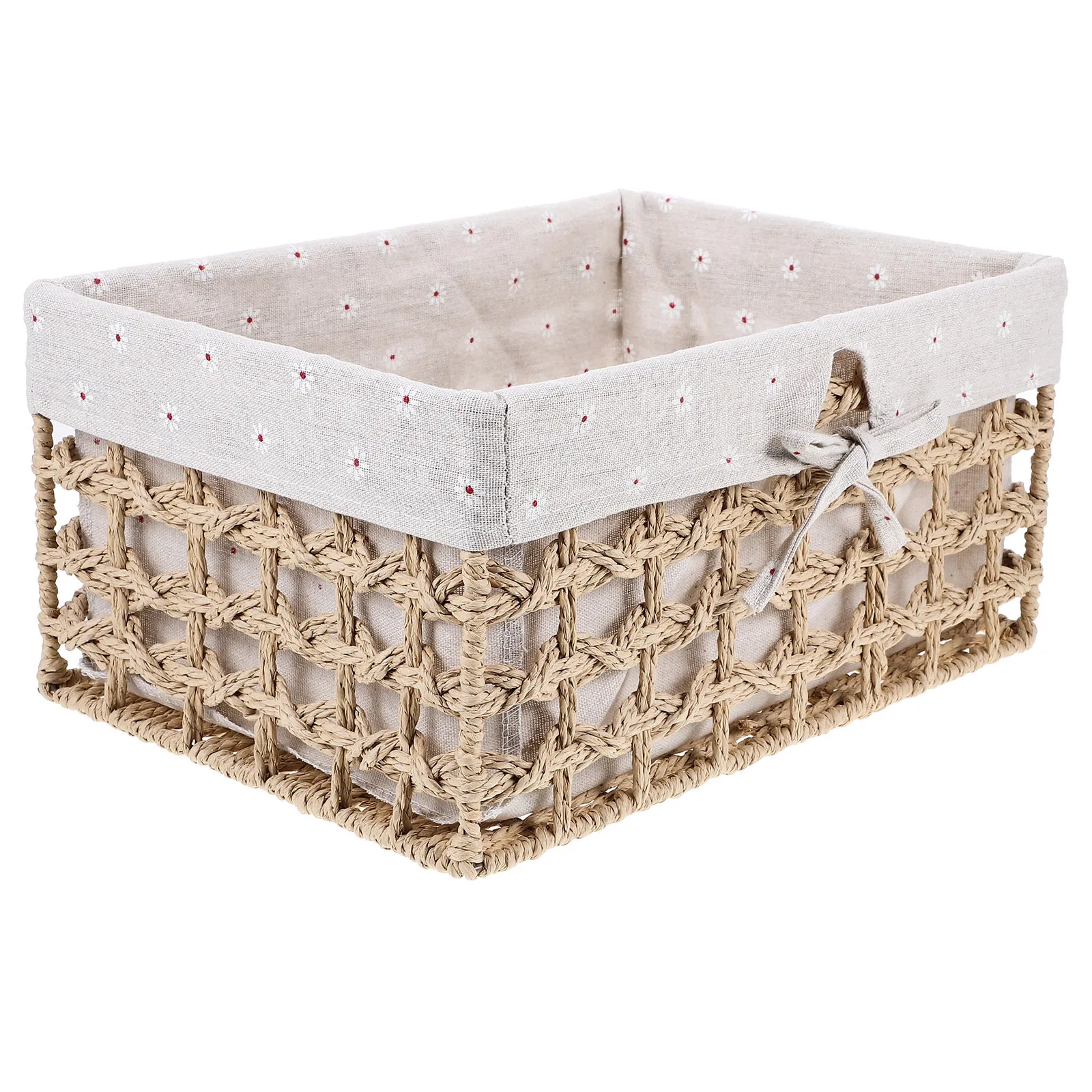 

1pc Storage Basket Hand Woven Natural Multifunctional Organizer For Desktop Bedroom Bathroom Kitchen Sundries Makeup