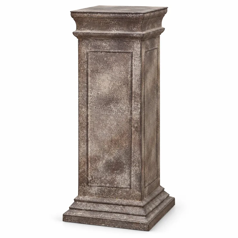 Vintage Distressed Iron Pedestal Plant Stand, 71cm Tall Square Display Column for Flower Pots, Sculptures and Home Decor