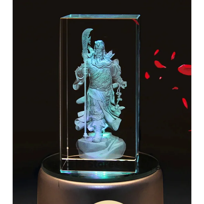 Efficacious HOME office Talisman- Martial god of wealth guan gong Guandi FENG SHUI 3D Crystal Figurine statue -