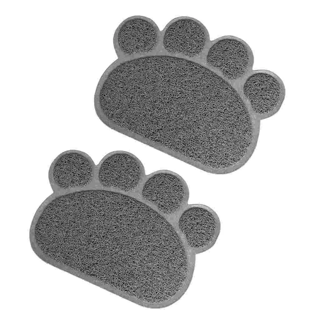 

2 Pcs Pet Cat Mat Anti-slip Food Pad Feeding Dog Eating Bowl Non-skid Grey Drinking