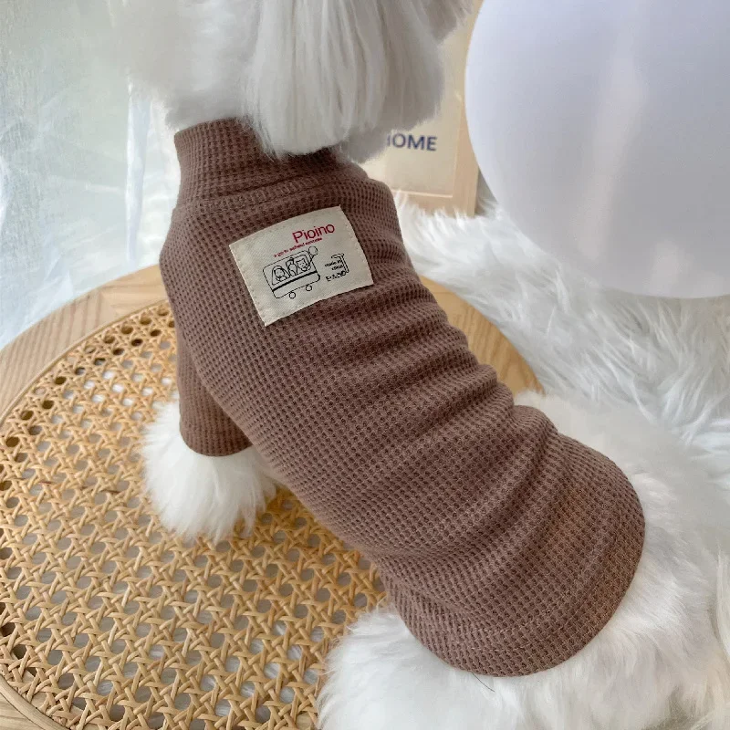 Winter Fashion Waffle Sweater Puppy Clothes Teddy Poodle Miniature Cat Legs Warm Dog Coat Top Turtleneck Blouse Dog Clothes