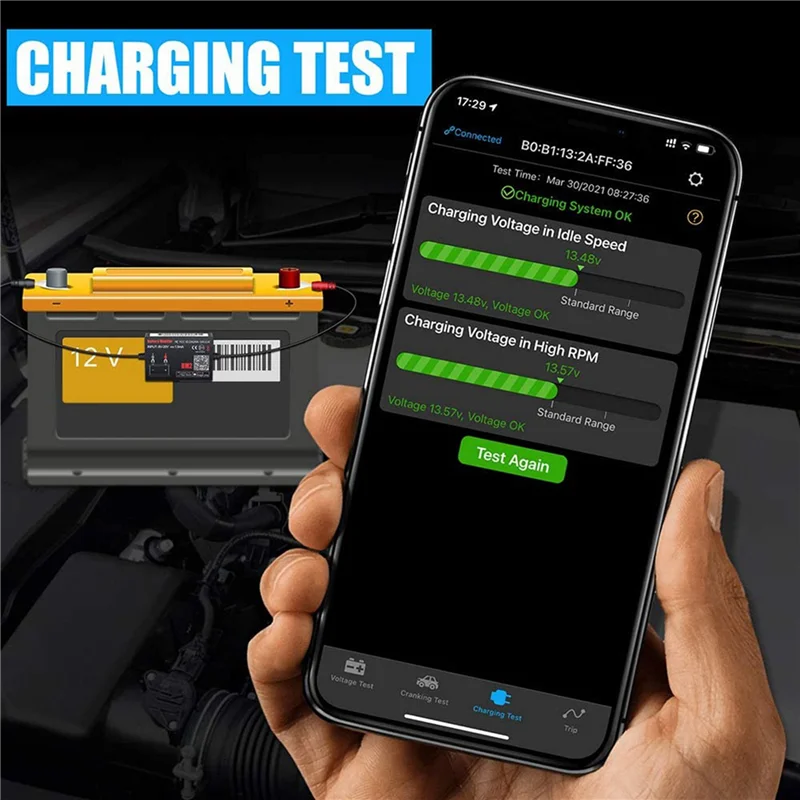 

2X Bluetooth BM2 12V Battery Monitor Car Battery Analyzer Test Battery Diagnostic Tool For Android IOS Phone-A80Z