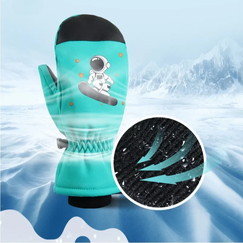 2024 New Winter Children Ski Gloves Waterproof Warm Non-slip Snowboard for Kids Skiing Thermal Gloves Snowboard Accessories