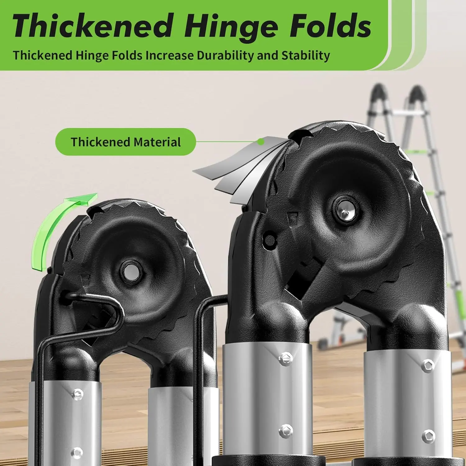 Telescoping Ladder A Frame 19Ft/9.5Ft Heavy Duty Aluminum Foldable Extension Ladders, Multi-Purpose Ladder For Home,