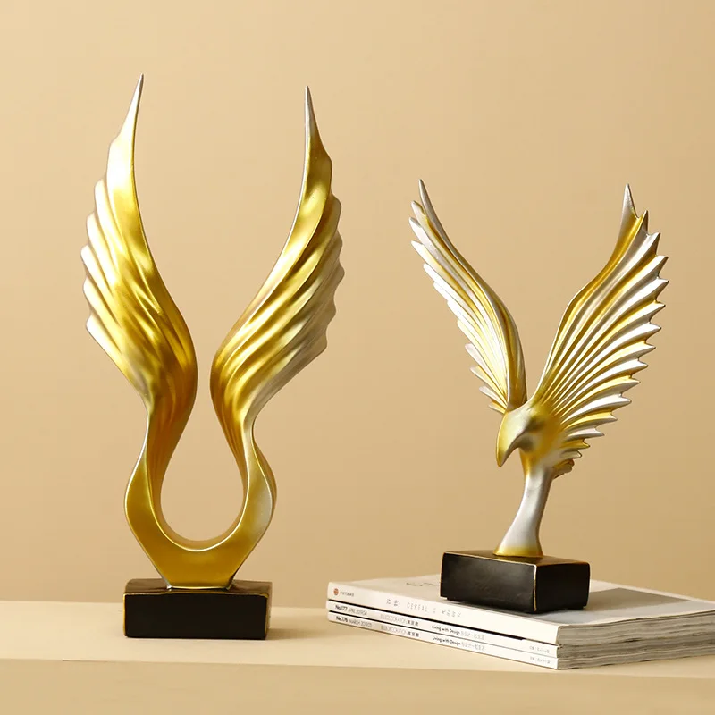 Nordic Modern Abstrac Simple Resin Angel Wings Sculpture Decoration Home Decor Wings Figurine Artware TV Wine Cabinet Decoratio